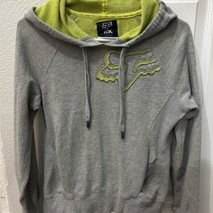 Fox racing Gray Hoodie with Lime Details